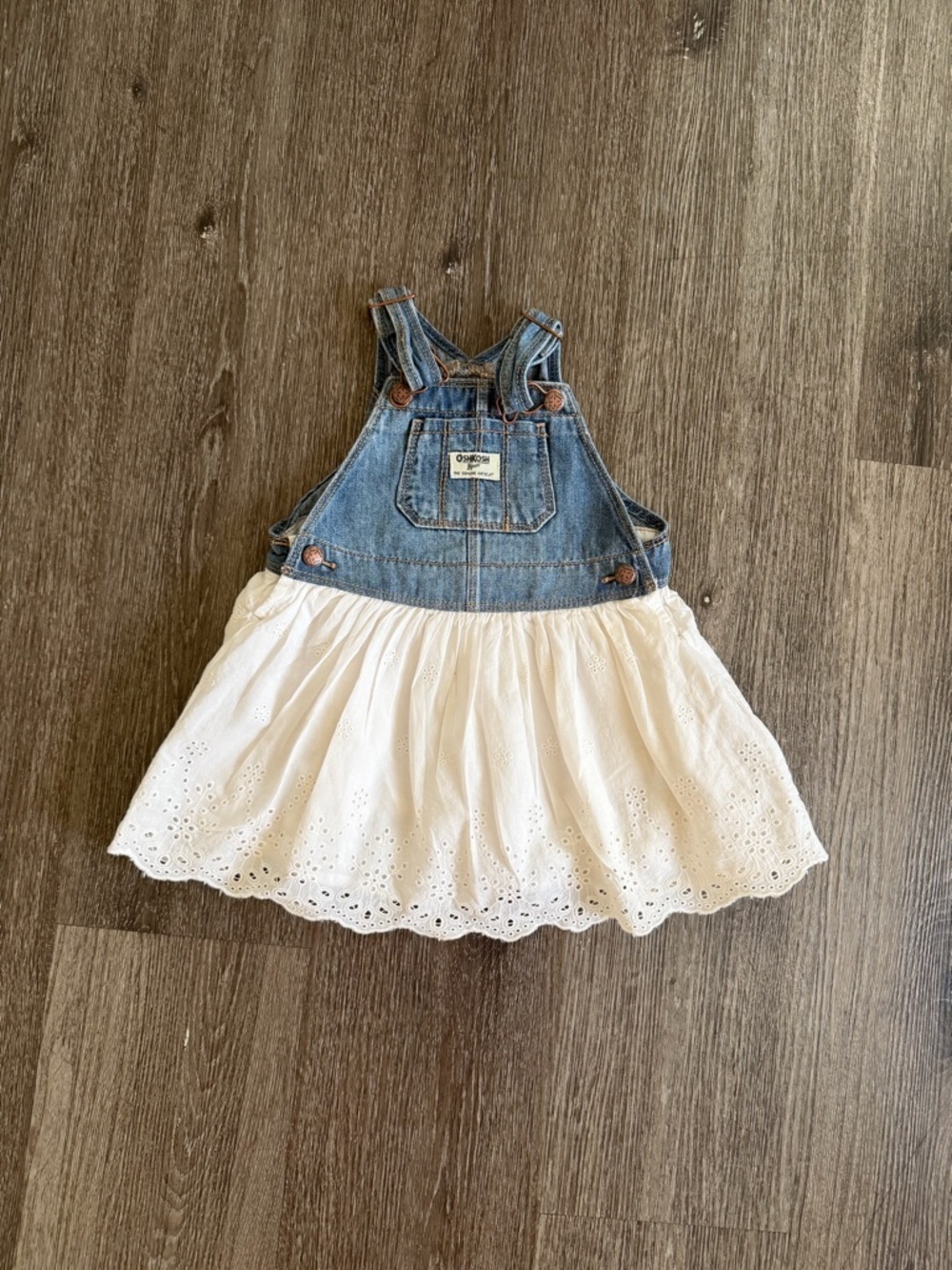 OshKosh B'gosh Blue Denim Overalls with White Lining
